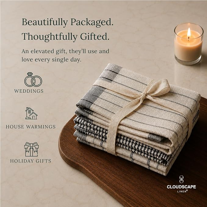 CSL Premium Cotton Kitchen Towels Set of 6,Absorbent,Quick Dry,18x28, Grey - Image 8