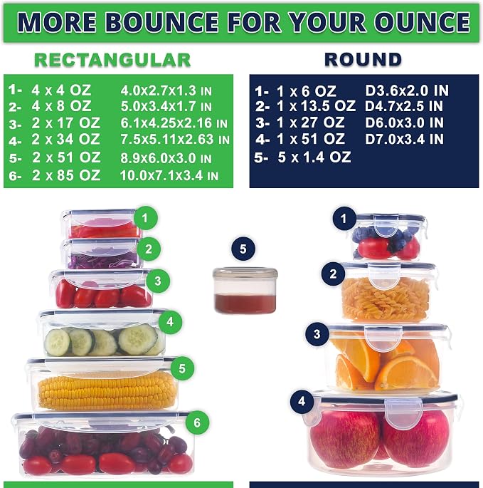 RockBerry 50 Pcs Large Food Storage Containers with Lids Airtight-85 OZ to small Containers-Total 526OZ Stackable Kitchen Set -BPA Free Leak proof containers- Freezer Microwave safe | Total 526 Oz BPA Free Plastic Stackable Containers For kitchen Pantr... - Image 2