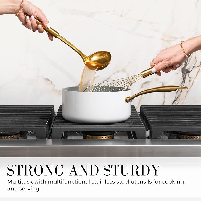 Styled Settings Black and Gold Kitchen Utensils Set, 15-Piece | Nonstick BPA-Free Silicone Cooking Utensils with Measuring Cups and Spoons - Luxury Kitchen Accessories for Stylish Cooking - Image 8