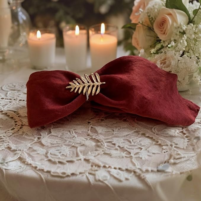 Linen Napkins –100% French Flax – Stonewashed Pure Linen Cloth Napkins - Size 18 Inch x 18 Inch – Set of 4 (Plum Burgundy) - Image 5