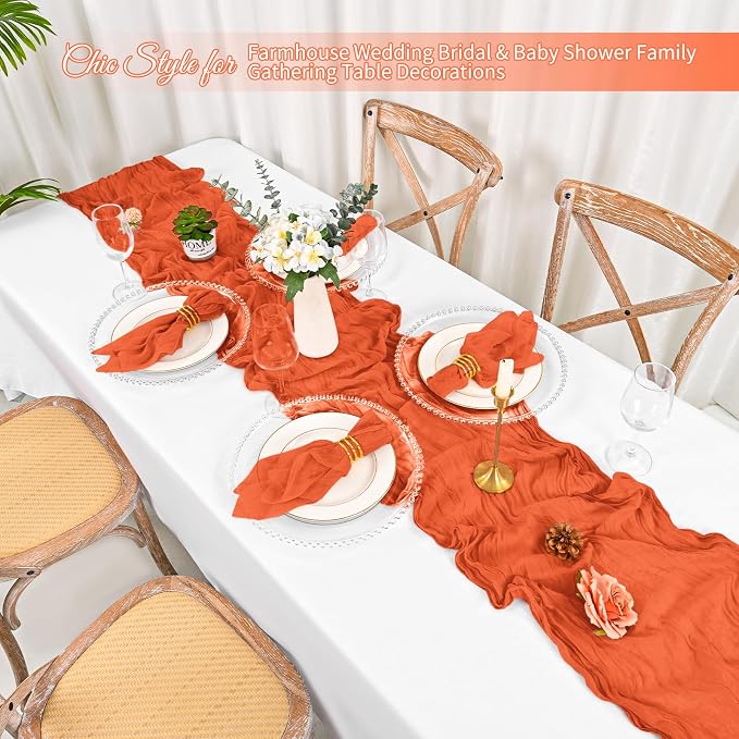 100 Pack Orange Cloth Napkins 20x20Inch Cheesecloth Napkins | Elegant Cloth Napkins for Table, Washable Rustic Boho Gauze Fall Napkins, for Wedding Party Bridal Baby Shower Dinner Decor - Image 5