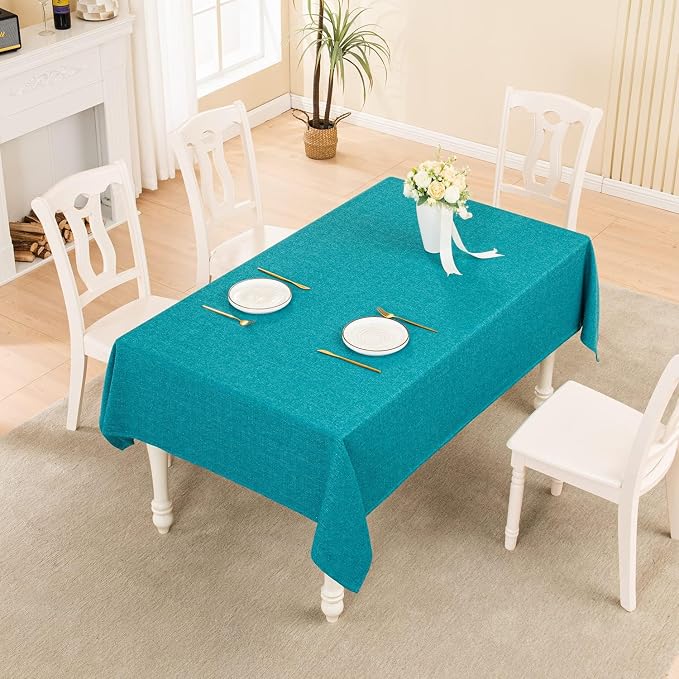 BALCONY & FALCON Rectangle Table Cloth Waterproof Lake Blue 47"x47" | Square Washable Wrinkle Resistant Table Cloth Linen Fabric Tablecloths for Dining Party Kitchen Wedding and Outdoor Use - Image 5