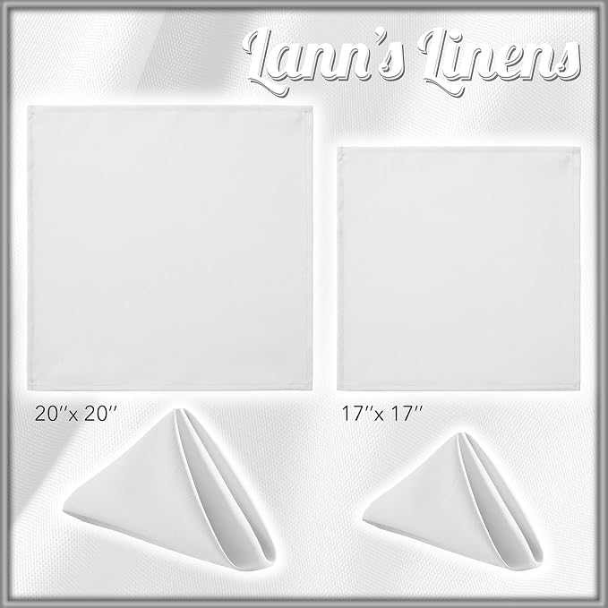 Lann's Linens Set of 12 Cloth Dinner Napkins, 17-inch Polyester Napkins, Washable and Reusable Fabric for Weddings, Hotels, Restaurants - White - Image 8