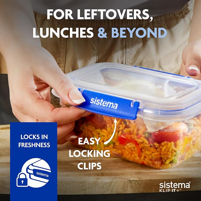SISTEMA Klip It Food Container, Plastic, Clear, 1 x 2.2 L, 2 x 1 L, 3 - Image 3