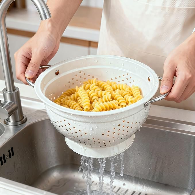 Colander Set for Kitchen, 1.5, 3, 5 Qt Food Strainers and Colanders | Stainless Steel Handle,Strainers and Colanders For Pasta, Vegetables, and Fruits, Coated Metal, Kitchen Essential - Image 7