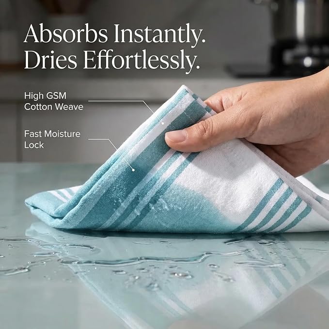 Urban Villa Kitchen Towels Cotton Dish Towels 20”x30” (Set of 6) Aqua - Image 2
