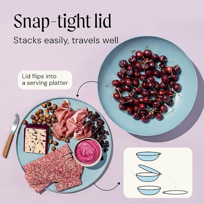 Large Serving Bowl with Lid - Certified Recycled Food-Safe Plastic, BPA-Free, Dishwasher, Microwave, Fridge and Freezer Safe | 4.96qt | Blueberry - Image 3