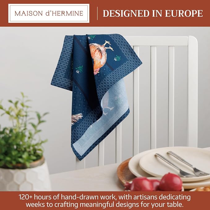 Maison d' Hermine Cloth Napkins Set of 4 Reusable 100% Cotton (18" x 18") | Everyday Square Napkins Cloth Washable Dinner Party Wedding Restaurant Hotel Kitchen Spring Summer - Meadow Rooster - Image 2