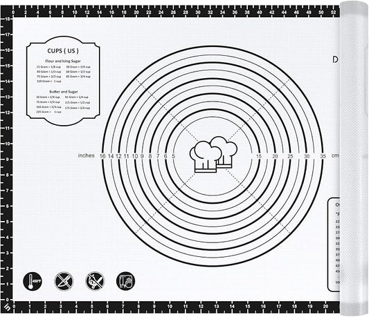 DANIA & DEAN 28"x20" Large Durable Silicone Baking Mat for Pastry and Bread | Non-Slip & Non-Stick Mat with Measurements, for Pizza, Pie Crust, Dough Rolling, Pasta & Sourdough, Reusable Counter Sheet by DANIADEAN