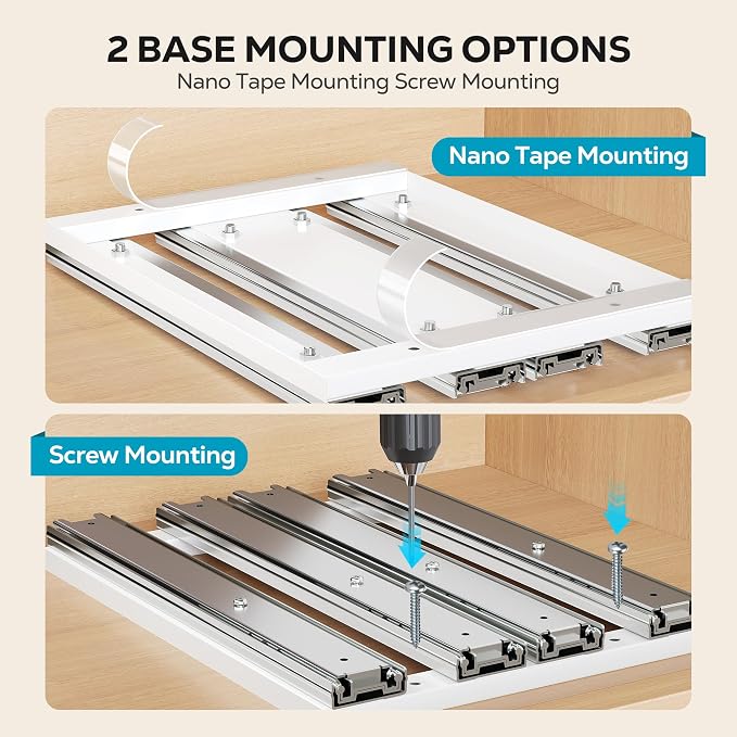 Nieifi Pull Out Spice Rack Organizer, 2 Tiers, White | Spice Organization for Cabinet, Height Adjustable, Easy to Install - Image 3