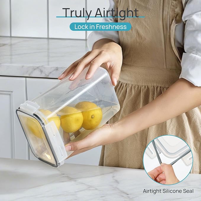 Airtight Food Storage Containers with Lids, Vtopmart 24 pcs Plastic Kitchen and Pantry Organization Canisters for Cereal, Dry Food, Flour and Sugar, BPA Free, Includes 24 Labels，Black | For Cereal Pasta Snack Flour Sugar, BPA Free, Airtight Seal, Multi... - Image 3