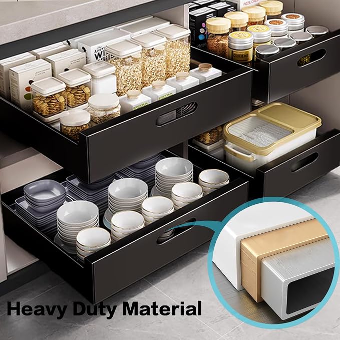 2 Pack Pull Out Drawers for Cabinets, 10" W x16.9" D Pull Out Cabinet Organizer Adhesive for Narrow Face Frame or Frameless Cabinets, Sturdy Pull Out Shelves for Kitchen,Pantry and Bathroom Vanity - Image 4