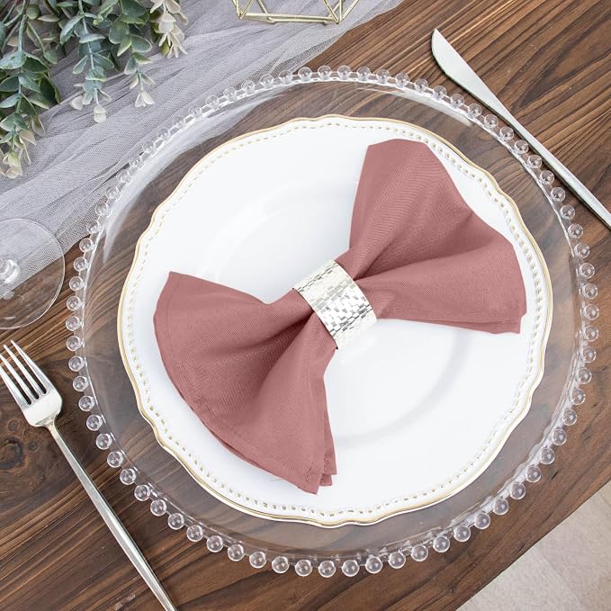 Efavormart Premium Cloth Napkins Set of 100, 17x17 Inch Dusty Rose Violet Seamless Dinner Napkins, Washable Linen Table Napkin Cloth with Hemmed Edges for Weddings, Party and Banquet - Image 8