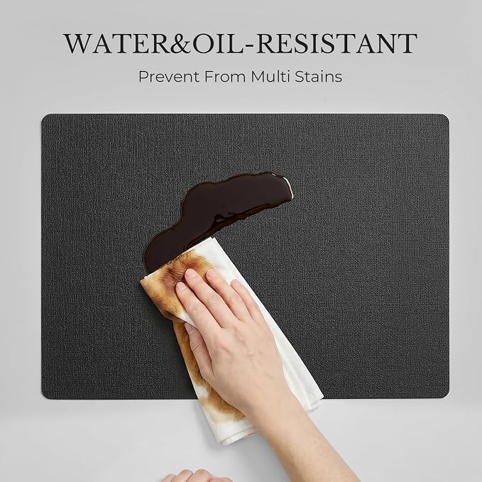 Romanstile Vinyl Placemats Set of 4, Reversible Faux Leather Heat Resistant Wipeable Table Mats, Waterproof Washable Non-Slip Table Placemats for Dining/Kitchen/Party/Outdoor (Black, 12" x 17") - Image 9