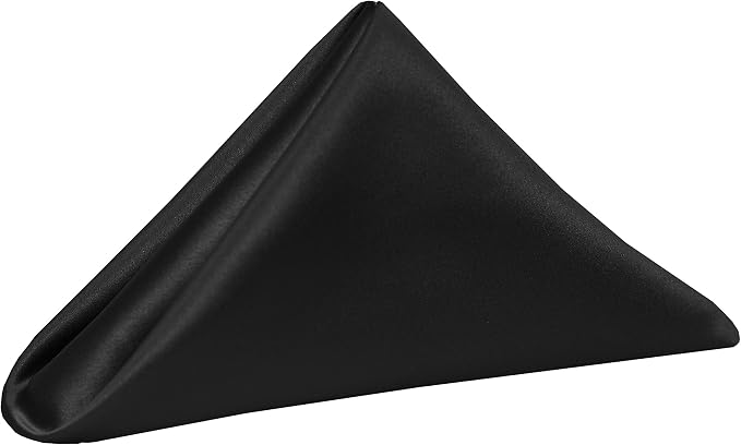 17x17-Inch Square Satin Cloth Napkins, Black, Set of 60 by UltimateTextile
