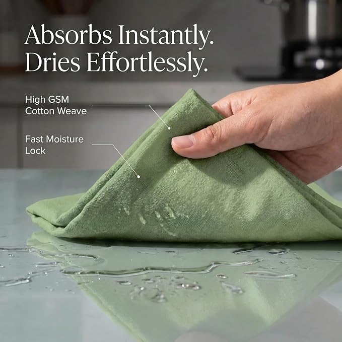 Urban Villa Kitchen Towels Cotton Dish Towels 20”x30” (Set of 6) Green - Image 2