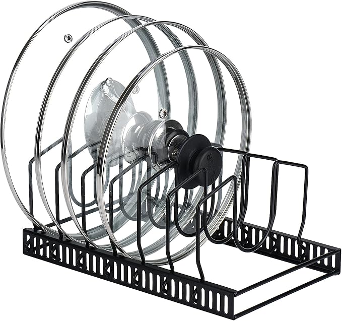 Toplife 7+ Pot Lids Organizer Rack + 5 Tier Heavy Duty Organizer Rack for Cast Iron Skillets, Griddles and Pots - Image 2
