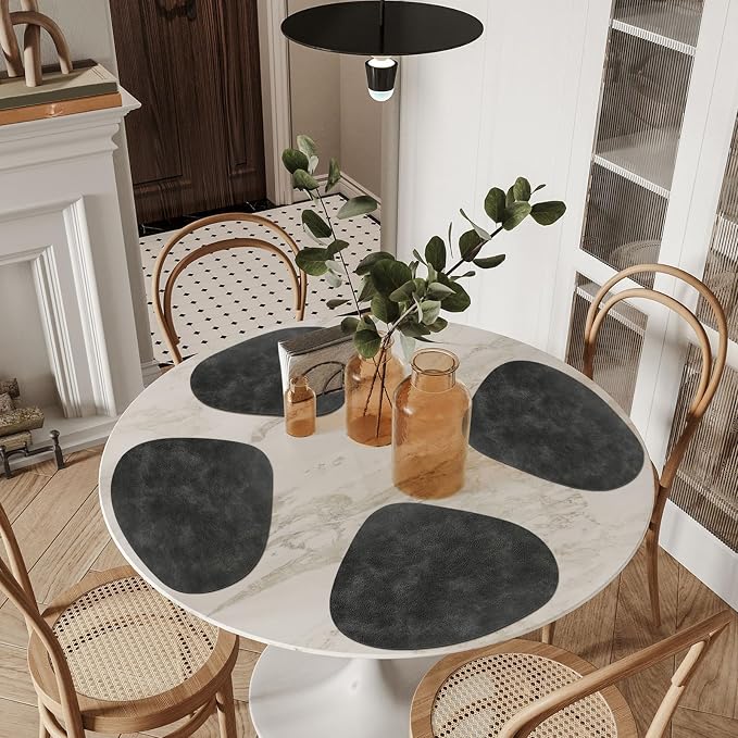 ADRIMER Placemats, Heat Resistant Round Placemats Set of 12 Washable 13 x 17 Inch, Waterproof Table Mats Wipeable for Kitchen, Dining Room Table Christmas Decor, Dark Grey - Image 6