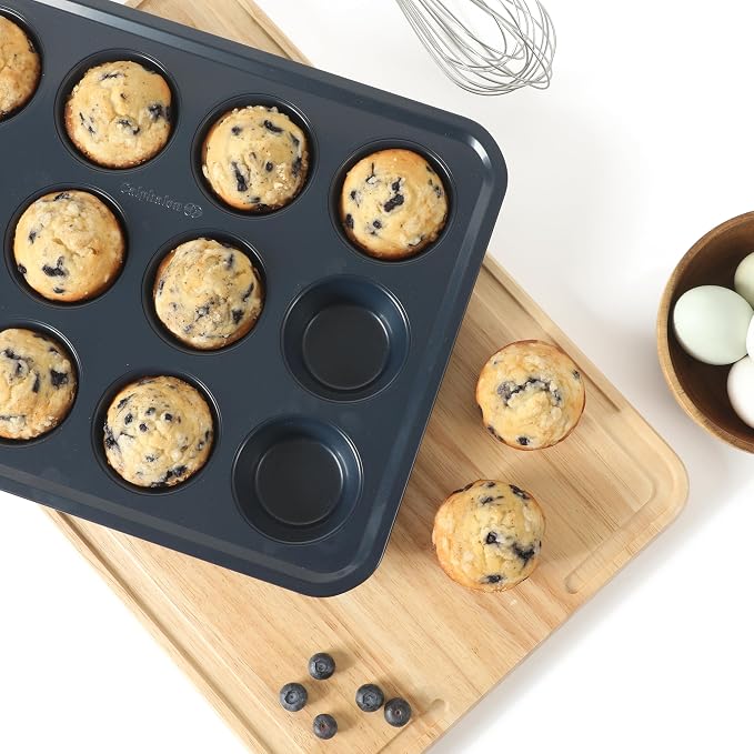 Calphalon Legacy 10-Pieces Nonstick Bakeware Set PFOA-Free, Baking Sheet Set, Baking Pans Set, Carbon Steel Bakeware Pans Collection, High-Heat Oven Safe, for Cookies, Cakes, and Muffins -Navy Blue - Image 3