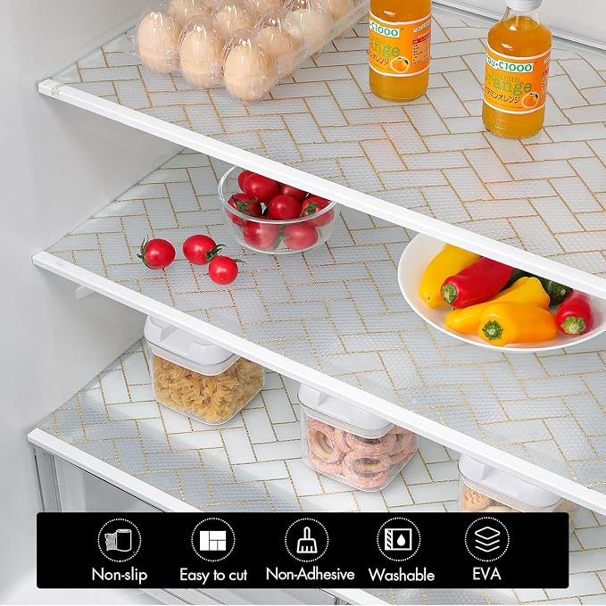 Cooyes Shelf Liner for Kitchen Cabinets – Non-Adhesive Waterproof Drawer Liner – Durable EVA Material Easy-to-Cut Shelf Paper for Refrigerator, Cupboard, Dresser with Modern Pattern - Image 7