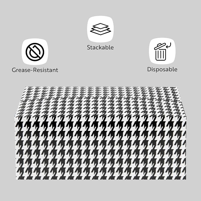 Restaurantware Takeout Container 400 Count 47 Ounces Paper Disposable Meal Box Food Carryout Box Greaseproof Black Houndstooth Design 7.01 x 4.49 x 2.76 Inches Secure Transport Black - Image 4