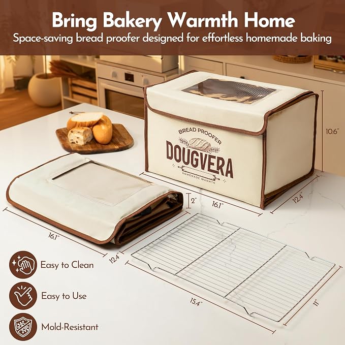 Bread Proofing Box 40 x 30 x 25cm Sourdough Box with Temperature Control, 7Ft Cord, Timer – 3 Heating Layer Sides Sourdough Baking Supplies for Beginners, Pros – US Standard Plug - Image 2
