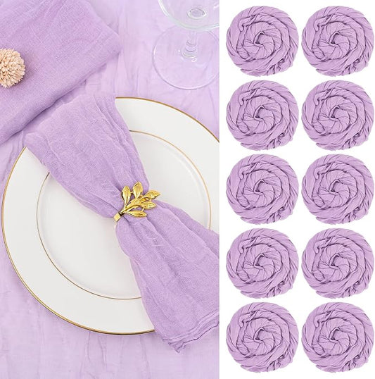 fani 100 Pack Gauze Cheesecloth Napkins, 20 x 20 in, Lavender | Wrinkled Table Napkins, Soft Cotton, Rustic Decorative, Weddings, Party, Dinner Table, Everyday Use by fani