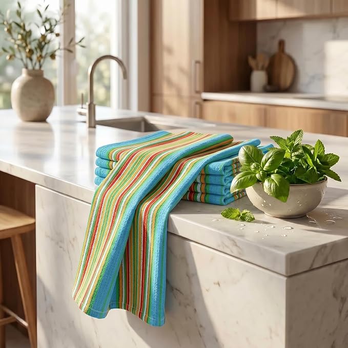 Urban Villa Kitchen Towels Cotton Dish Towels 20”x30” (Set of 6) Azure - Image 6