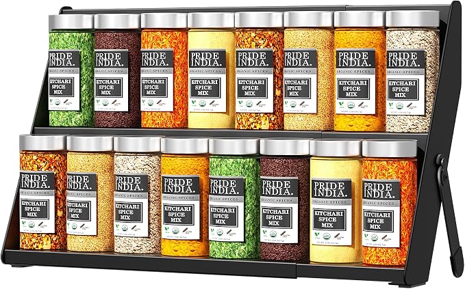 BOIVSHI Spice Rack for Drawer, 2-in-1 Seasoning Organizer for Countertop | 2 Tier Spice Drawer Organizer Insert, Save Countertop Space for Kitchen, Cabinet (Metal, Spice Jars Not Included) - Image 9