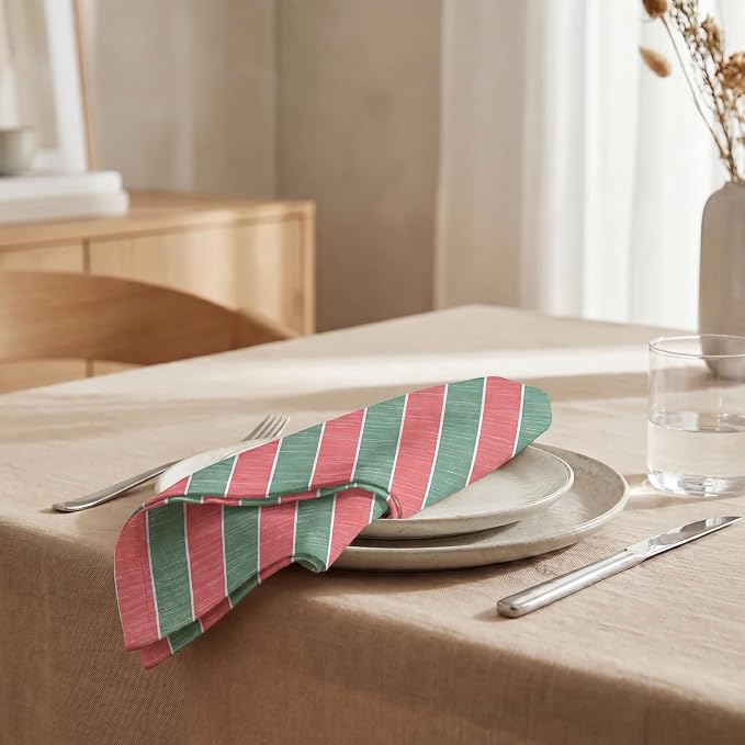Urban Villa Cloth Napkins Cotton 20x20 (Set of 12) Cristmas Stripes - Image 4