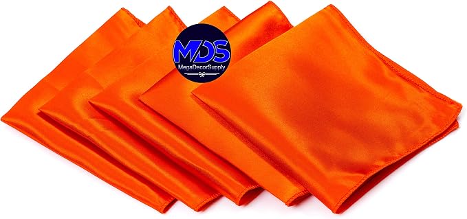 Set of 100 PCS Satin Napkin 12x12 Inch Square, Dinner Table Napkins for Wedding, Bulk Silky Sateen Cloth Napkins for Restaurant Banquet Graduation Birthday Party Decoration - Orange - Image 2