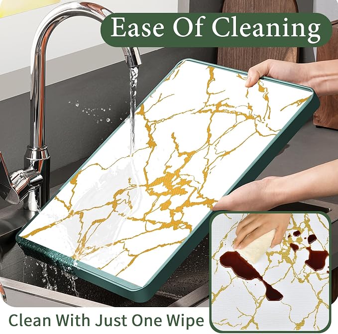 Drawer and Shelf Liner for Kitchen Cabinet Non Slip Waterproof | Shelf Paper 12 in X 20 Ft Non Adhesive Refrigerator Liners Gold White Marble Easy Liners for Bathroom Cupboard - Image 4