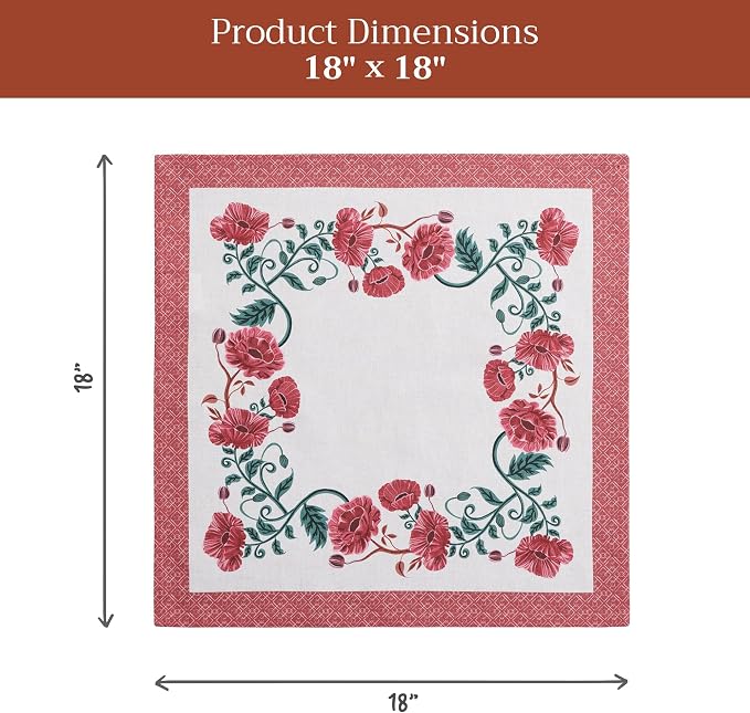 Maison d' Hermine Cloth Napkins Set of 4 Reusable 100% Cotton (18" x 18") | Everyday Square Napkins Cloth Washable Dinner Party Wedding Restaurant Hotel Kitchen Spring Summer - Poppy - Image 7