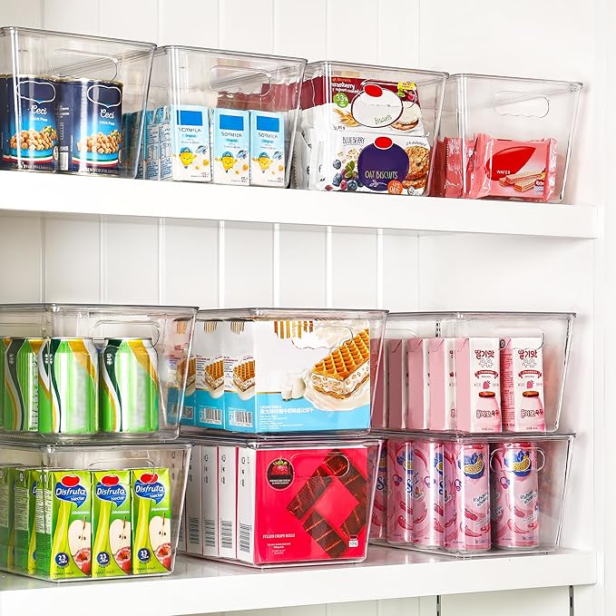 Vtopmart 12 Pack Clear Stackable Storage Bins with Lids, Large | BPA-free Plastic, Organize Vertically, For Pantry Kitchen Fridge Cabinet Closet Bathroom, Built to Last, Easy to Move - Image 4