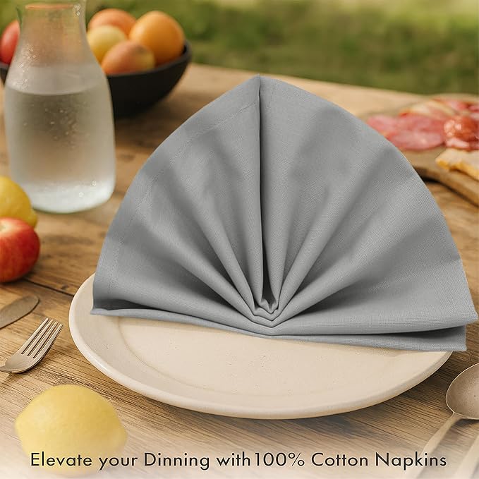 Ruvanti Cloth Napkins Set of 12, 100% Cotton High GSM 18x18 Inches Soft, Washable, Highly Durable & Absorbent, Perfect for Parties, Christmas, Thanksgiving Dinners – Wild Dove - Image 2