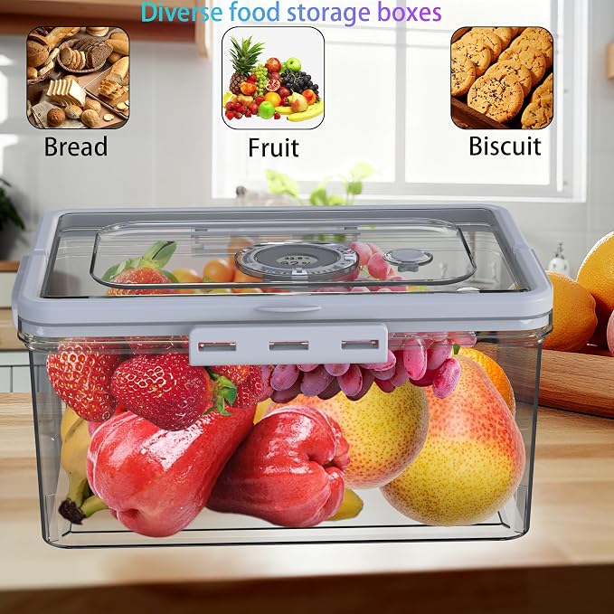 Bread Box With Digital Hygrometer, Portable Bread Boxes with Lid and Handle,New Upgrade Time Recording Bread Storage Container for Homemade Breads,Toast, Bagel, Donut and Cookies,Gifts for Mom Dad - Image 4