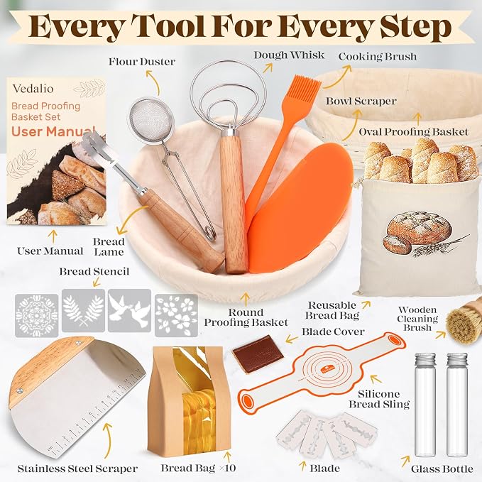 Sourdough Starter Kit, Sourdough Bread Baking Supplies, Sourdough Kit for Modern Home and Kitchen, Sourdough Bread Basket, Sour Dough Kit, Bread Making Tools Kit Gifts for Bakers Women Wife Mom - Image 2