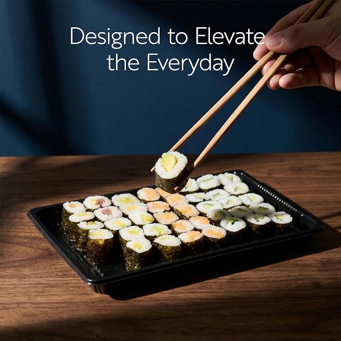 Restaurantware Plastic Sushi Trays 100 Pack of 10 x 7.2 x 1.77 Inch With Clear Lids Leak-Resistant Sushi Take Out Boxes Stackable Containers For Grab-And-Go - Image 7