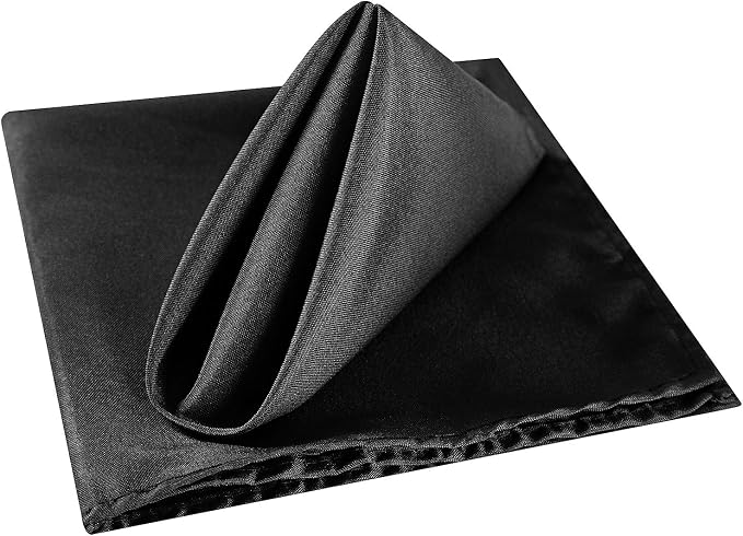 Cloth Napkins 17x17 inch Washable Polyester Dinner Napkins Soft Table Napkins for Wedding Party Dining Banquet(Black,12PCS) - Image 3