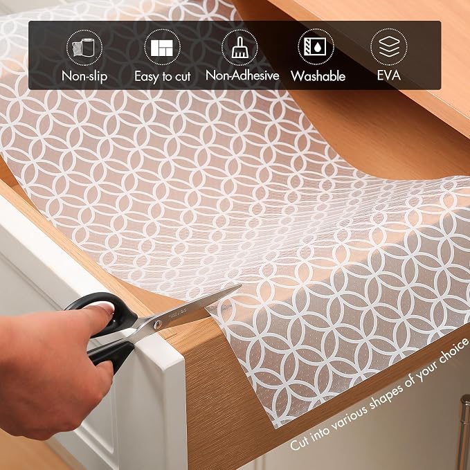Cooyes Shelf and Drawer Liner for Kitchen Cabinets – Non-Adhesive, Waterproof, Non-Slip Cabinet Liners for Scratch Protection, Desk, Refrigerator, Shelves, Drawers with Modern Pattern - Image 5