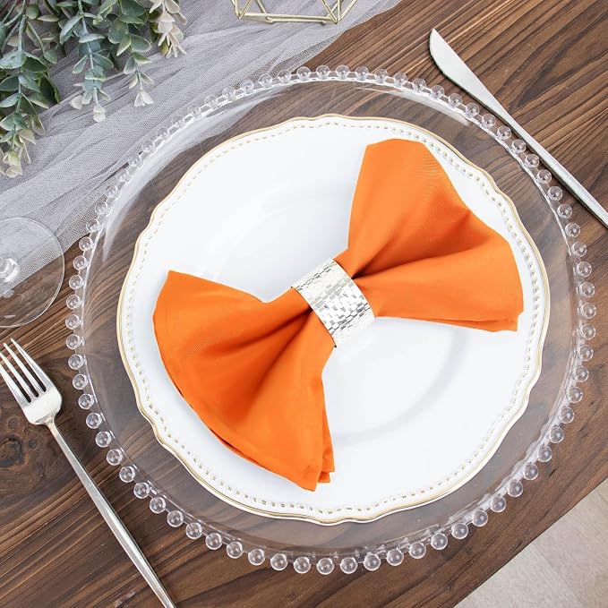 Efavormart Premium Cloth Napkins Set of 50, 17x17 Inch Orange Seamless Dinner Napkins, Washable Linen Table Napkin Cloth with Hemmed Edges for Weddings, Party and Banquet - Image 2