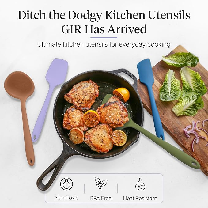 GIR: Get It Right 5 Piece Silicone Ultimate Kitchen Utensils Set - Ladle, Spatula, Flip, Spoon & Spoonula - Non-Toxic Cooking Utensils for Nonstick Cookware, Cooking and Baking - Mediterranean - Image 2