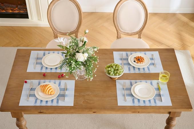 Leetaltree Geometric Print Blue Placemats Set of 8 - Heat Resistant Non-Slip Place mats for Dining Table, Washable Durable PVC Vinyl Woven Table Mats (Geometric Blue, 8) - Image 7