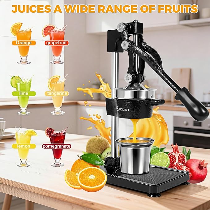 Cast Iron Manual Citrus Juicer Press, Heavy Duty Fruit Squeezer | Long-lever citrus press for oranges, grapefruit, and pomegranates with removable stainless steel parts - Image 7