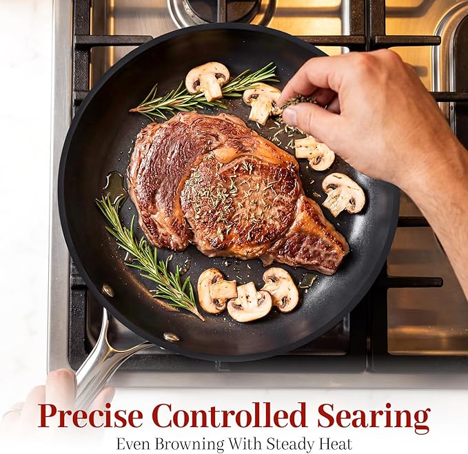 Carbon Steel Frying Pan 12" - Pre-Seasoned Carbon Steel Skillet, Lightweight, Natural Non-Stick, Induction Compatible - Image 3