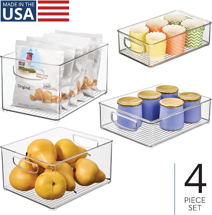 iDesign Stackable Pantry Bins with Handles, 4 Different Sizes, 4 Pack, Clear, Made in USA - Image 2