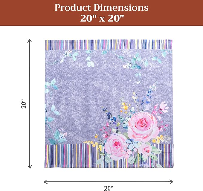 Maison d' Hermine Cloth Napkins Set of 4 Reusable 100% Cotton (20" x 20") | Everyday Square Napkins Cloth Washable Dinner Party Wedding Hotel Kitchen Spring Summer - Sweet Rose Lavender - Lush - Image 7