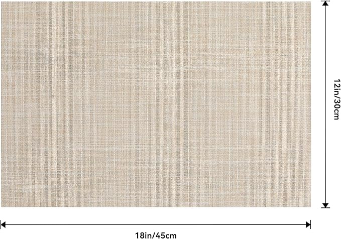 Leetaltree Beige Placemats Set of 4 - Heat-Resistant, Non-Slip Table Mats, Washable Woven Vinyl for Indoor & Outdoor Dining - Image 9