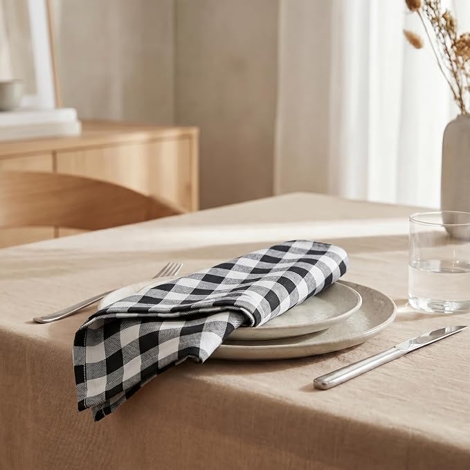 Urban Villa Cloth Napkins Cotton 20x20 (Set of 12) Black Cheks - Image 4