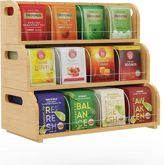 Bamboo Tea Organizer – Stackable Collection (3Tier) by ARFETIGO